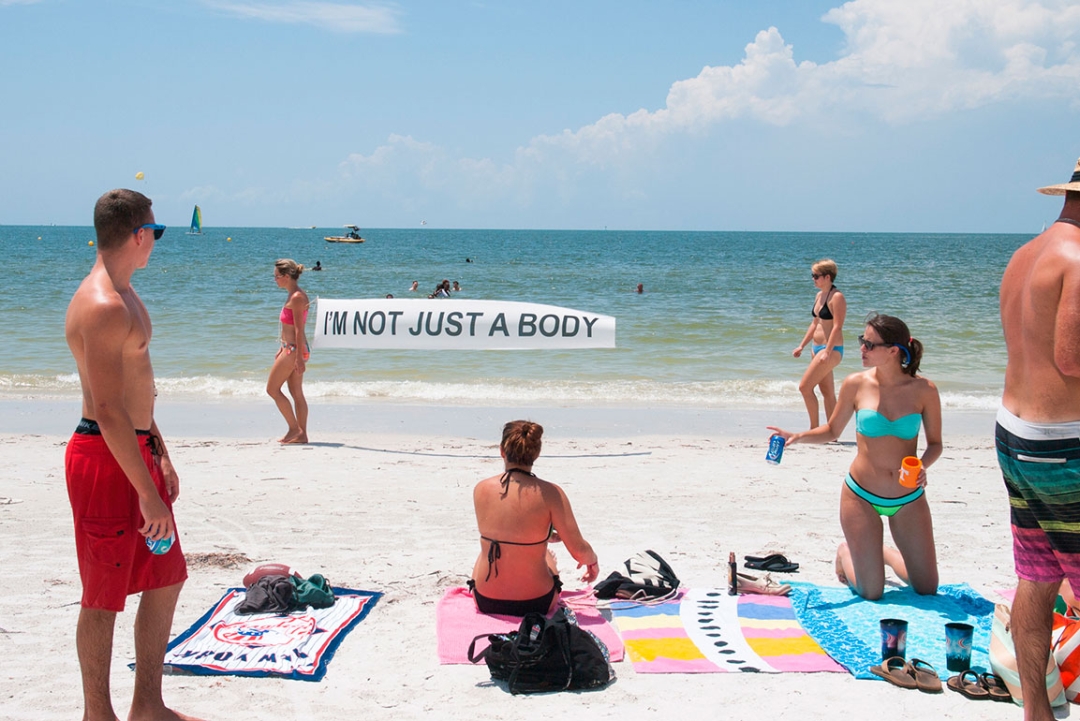 Image from the ‘I’m not just a body’ project performed on the beaches of California