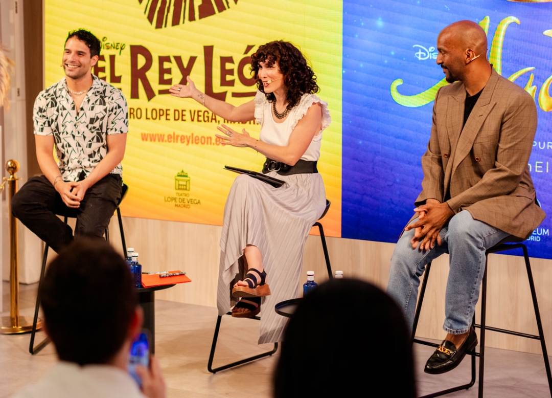 Agustín Argüello, Simba in the Spanish production of ‘The Lion King’, and David Comrie, Genie in the Spanish production of ‘Aladdin’, at Espacio Iberia